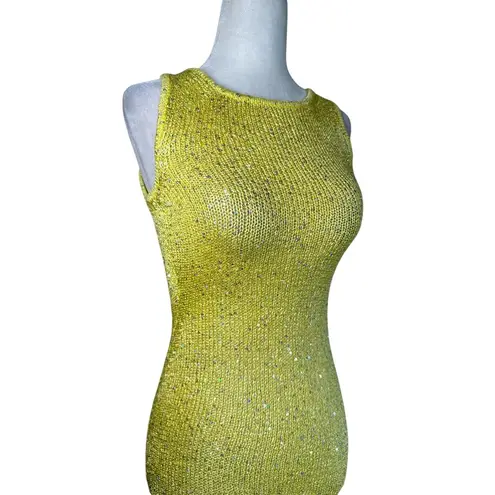 ASTA RESORT Natalia Dress in Chartreuse Sequin Small New Womens Maxi Gown Yellow - Image 7