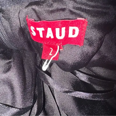 Staud Faux Leather Strapless Mini Dress Size 2 Black