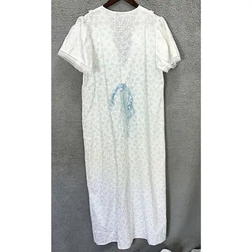 vtg BALLET NEW YORK Babydoll Gown Robe floral Lingerie Piegnoir modest cottage L Blue Size L