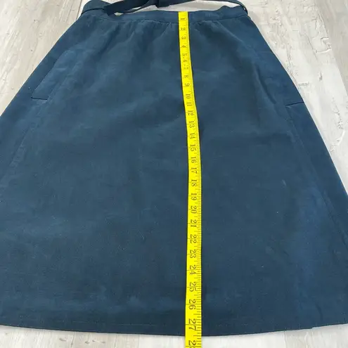 Vintage Blue  Soft Velvet Midi Pencil Wrap Skirt Tie Close No Size