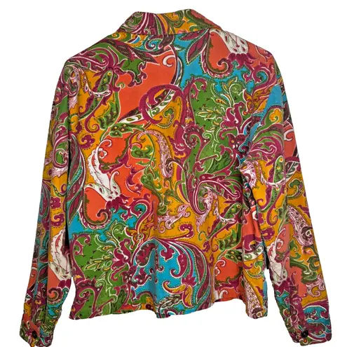 VTG Carrie Allen Paisley Beaded Sequin Denim Jacket Womens Medium Cotton Boho Yellow