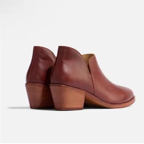 Nisolo Mia Everyday Leather Ankle Booties | size 5 | Auburn Brown