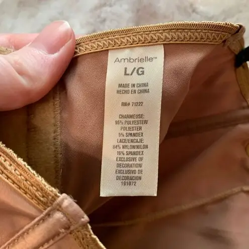 Ambrielle Satin Corset Lingerie Lace Lightly Lined Underwire Shapewear Large Brown