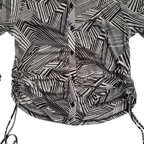 Sweet Rain Young Contemporary Top Womens Large Elastic Blouse Sheer Long Sleeve