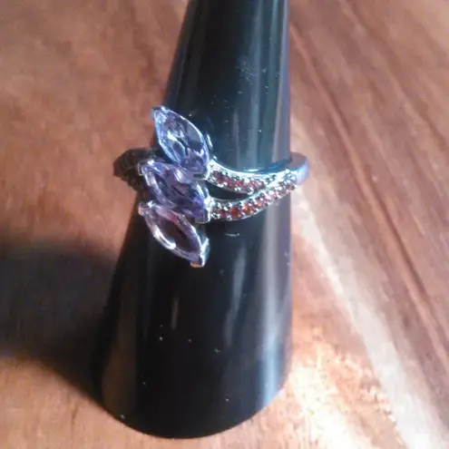 Moroccan Rose and Mozambique Garnet Trinity Twilight Sterling Silver Ring