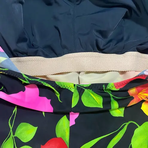 Women’s Tummy Slimmer Life By T.H.E. Black Floral One Piece Swimsuit Plus Sz 20