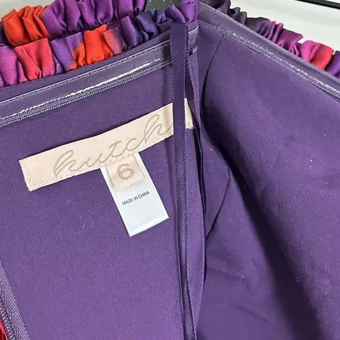 Hutch Sabina Floral Tiered Plissé Gown in Purple Brushstroke Size US 6