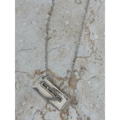 Silver Faith Hope And Love Necklace 1 Corinthians 13:13 Inscription Inspirationa