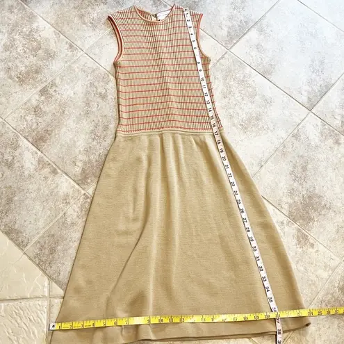 Howard Wolf Vintage Striped Sleeveless Knit Knee Length Dress Tan Orange Size 4