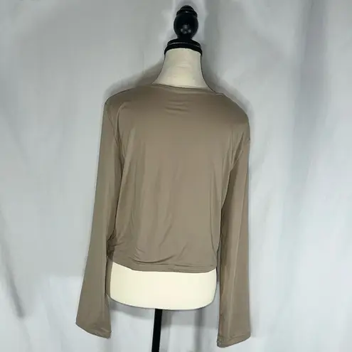 Reoria Long Sleeve Cropped Top in Nude Size XXL Tan