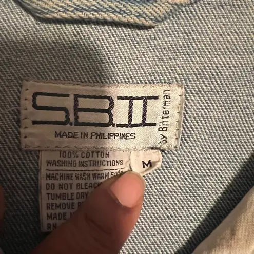 Vintage S.B.II Embellished Denim Jacket Rhinestone Studded Western Jean Jacket M Blue Size M