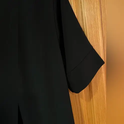 Bobeau Stretch Crepe Pleat Front Curved Hem Black Shirt Dress Size Medium