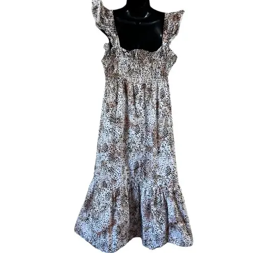 Sea New York Lana Animal Print Smocked Dress Size L