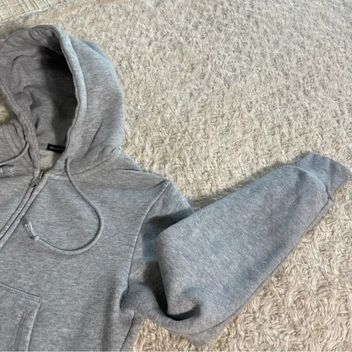 Brandy Melville  Heather Grey Cropped Zip Up Hoodie Jacket One Size XS S Small