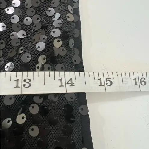 YVETTE FASHION Black Sequin Sleeveless Tank Top Women's Party Glam Stretch Size M