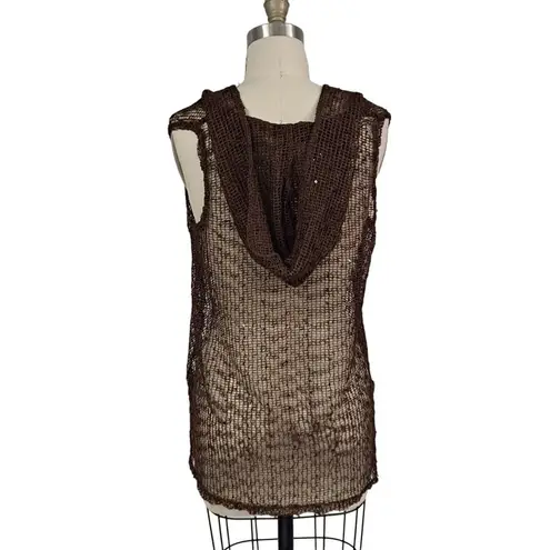 La Blanca knit beach cover-up rich brown color sequins hoodie