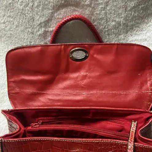 Rosetti Elegant Red Crocodile-Embossed Handbag