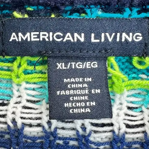 American Living Fair Isle Sweater Vest Womens XL Knit Collared Toggle Front Y2K