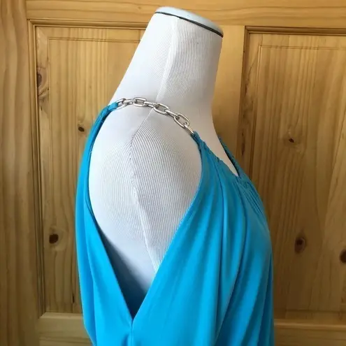 Michael Michael Kors scoop neck cold shoulder chain strap top size large Blue