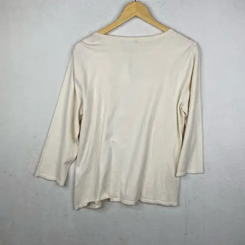 Cable & Gauge NWT Cable & Gague Ivory Sheer Shoulder Long Sleeve Pullover Sweater Size X-Large