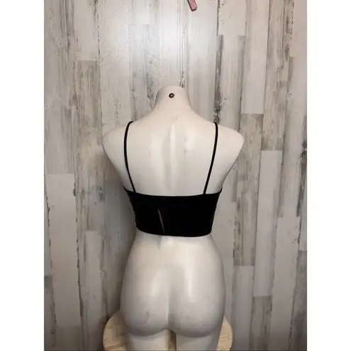 Jitren Clothing Black Faux Leather Spaghetti Strap Crop Top – Size Medium NWT