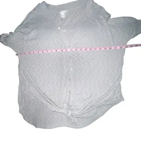 Caslon Women's XS Heathered Gray Cardigan Button Tie Long Sleeve Sweater Shirt