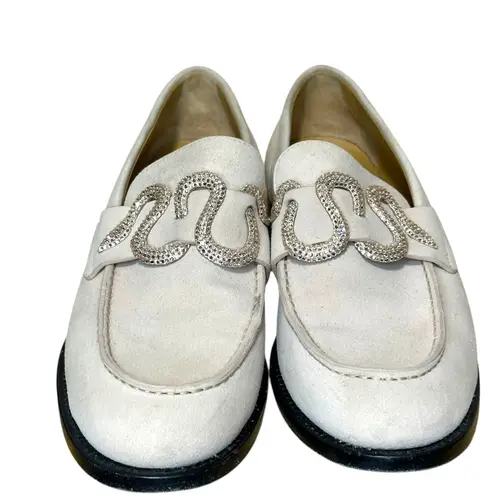 RENE CAOVILLA MORGANA CRYSTAL snake LOAFER suede pink 39 Size 8.5