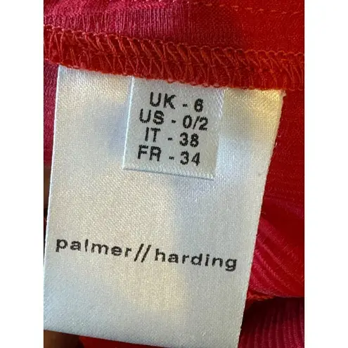 Palmer Harding Pants Women 2 Red Crinkled Fabric Elastic Waist Silence Wide Leg