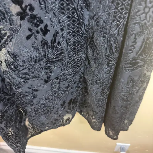 Black Burnout Velvet Floral Dress Halter Witchy WhimsiGoth Spaghetti Straps Boho Size M