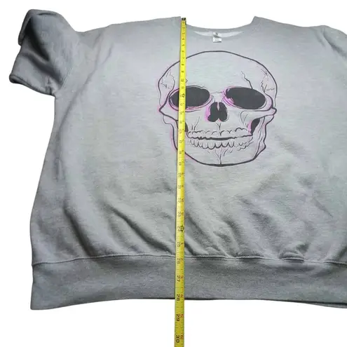 Tultex Oversized Skull Sweatshirt Crew Neck Fleece Gray Graphic Print Size XXL Unisex