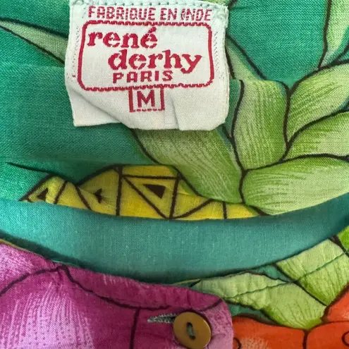 Rene derby Colorful Floral Women's Dress Size Medium. E96 Green