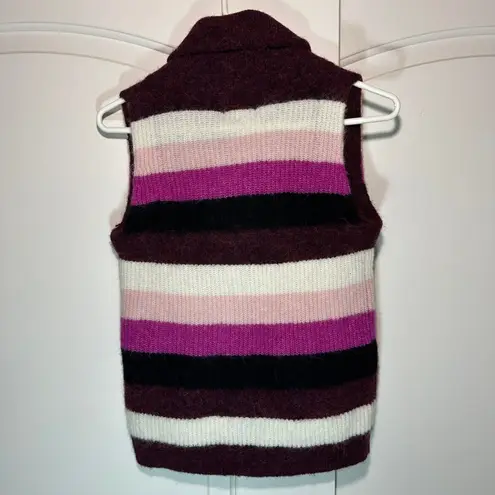 Ganni Paneled Striped Knitted Vest Alpaca Wool Blend Sleeveless Sweater Top XXS