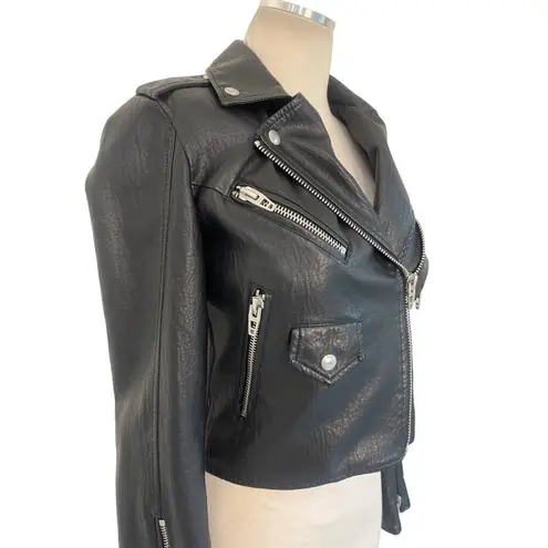 BLANK NYC  Cropped Vegan Leather Moto Jacket in Morning Gram XSmall Womens Faux