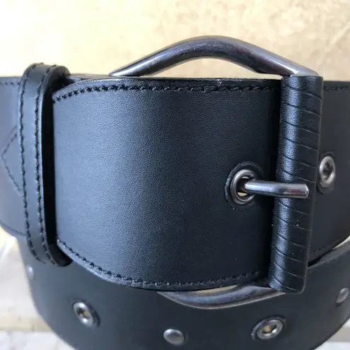 Donald Pliner Belt Expresso Leather Metal Studs 2" Wide Adjustable New NWT $190 Brown