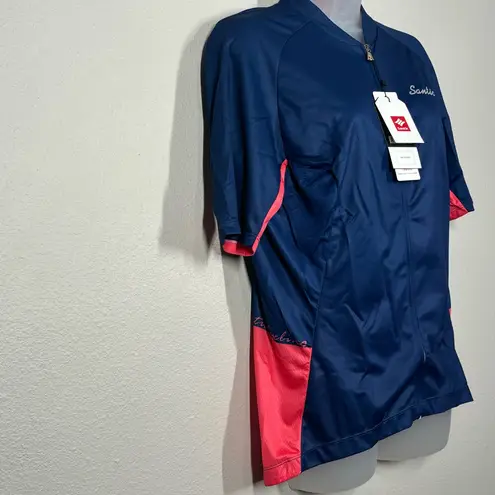 Santic Women's Size XLarge Cycling Jersey Full Zip Biking Shirt Rear Pockets Blue