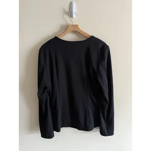 Dana Buchman Womens Jacket Black Full Zip Front Stretch Lined Notch Neck 14 NEW