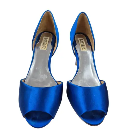 Badgley Mischka Nilla Crystal Sapphire Blue Peep Toe Heels 9M US $245 like Kiara
