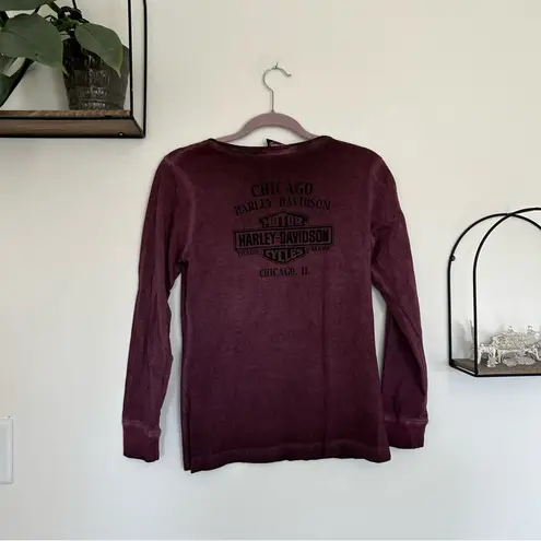 Harley Davidson Purple Rhinestone Floral Skull Long Sleeve Crewneck Shirt Small