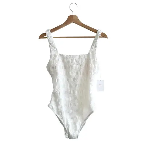 ANDIE Swim The Miami Shirred One-Piece in White M NWT