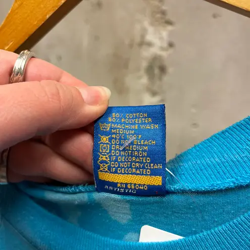 Ocean Pacific Vintage 1980s Teal Blue Boxy Distressed Double Sided T-Shirt XL