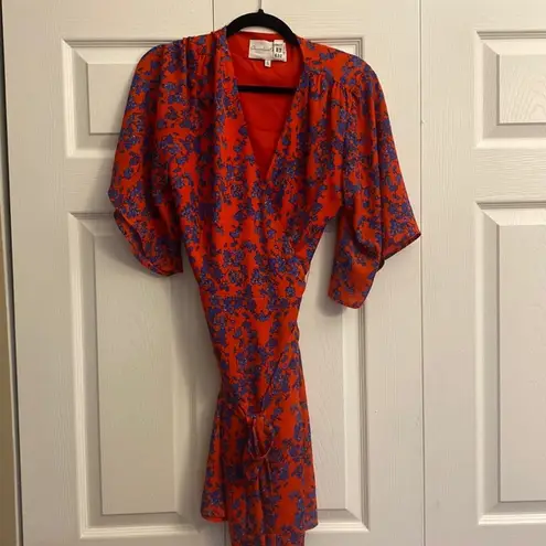 Charles Henry Womens Large Red Floral Kimono Wrap Dress Cocktail Travel
