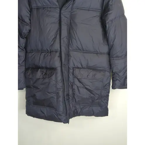 Emporio Armani Emporio Armani Women's Detachable Zipper Hoody Puffer Jackets Navy Blue Size L