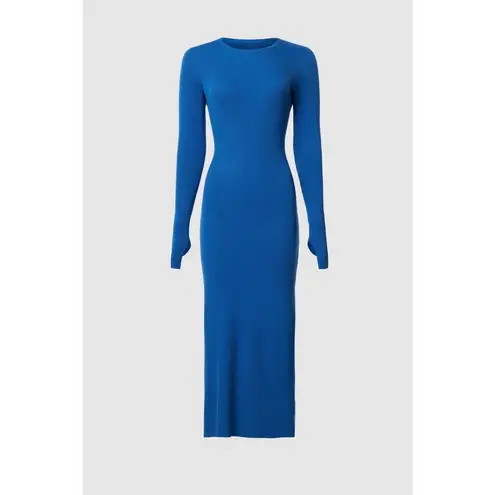 Great Jones Cobalt Blue Ribbed Knit Long Sleeve Sweater Midi Dress Size Large
