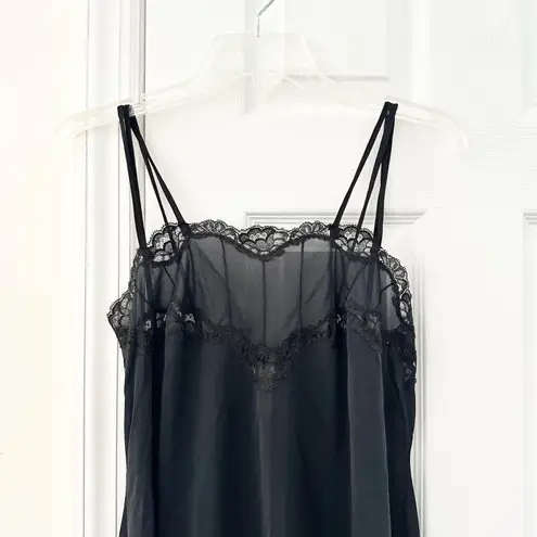 Hardy Amies Lux Lux England Designer Black Sheer Long Slip High Slit Lace Medium