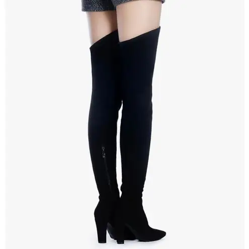Shoe’n Tale Microfiber Over The Knee Thigh High Boots Black 7.5 Block Heel
