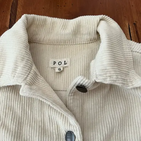 POL  Cream Distressed Button Front Corduroy Jacket - Image 3