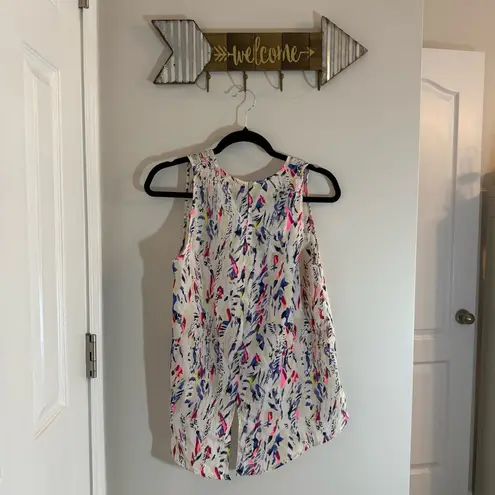 Sophie Rue Pink and Blue Sleeveless high low Blouse