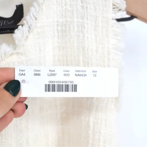 J.Crew NEW  Textured Tweed Belted Sheath Dress Fringe Sleeveless Ivory Size 12