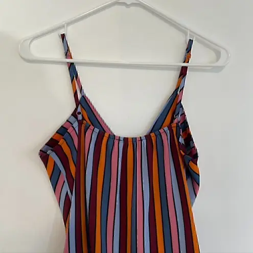 Allison Joy  EVEREVE Bailey Stripe Tank Blue Multi Sleeveless Surplice Faux Wrap