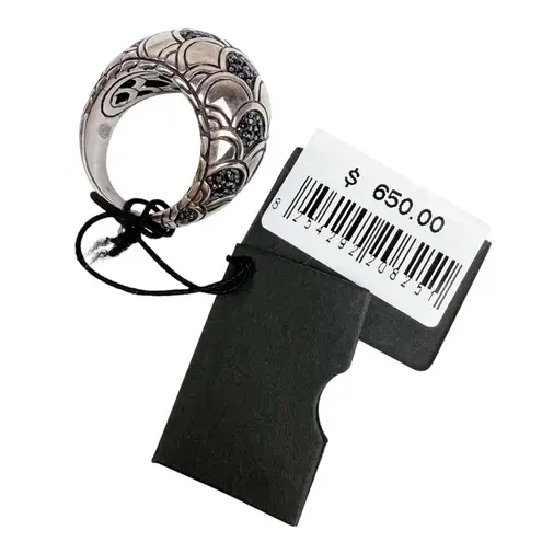 John Hardy Sterling Silver 925 Naga Lava Black Sapphire Dome Ring Cocktail .925